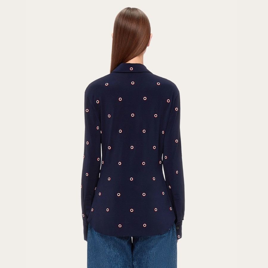Salvatore Ferragamo o1s1rm0126 Shirt in Navy Blue Size S / US 4 / IT 40 - 3 Thumbnail