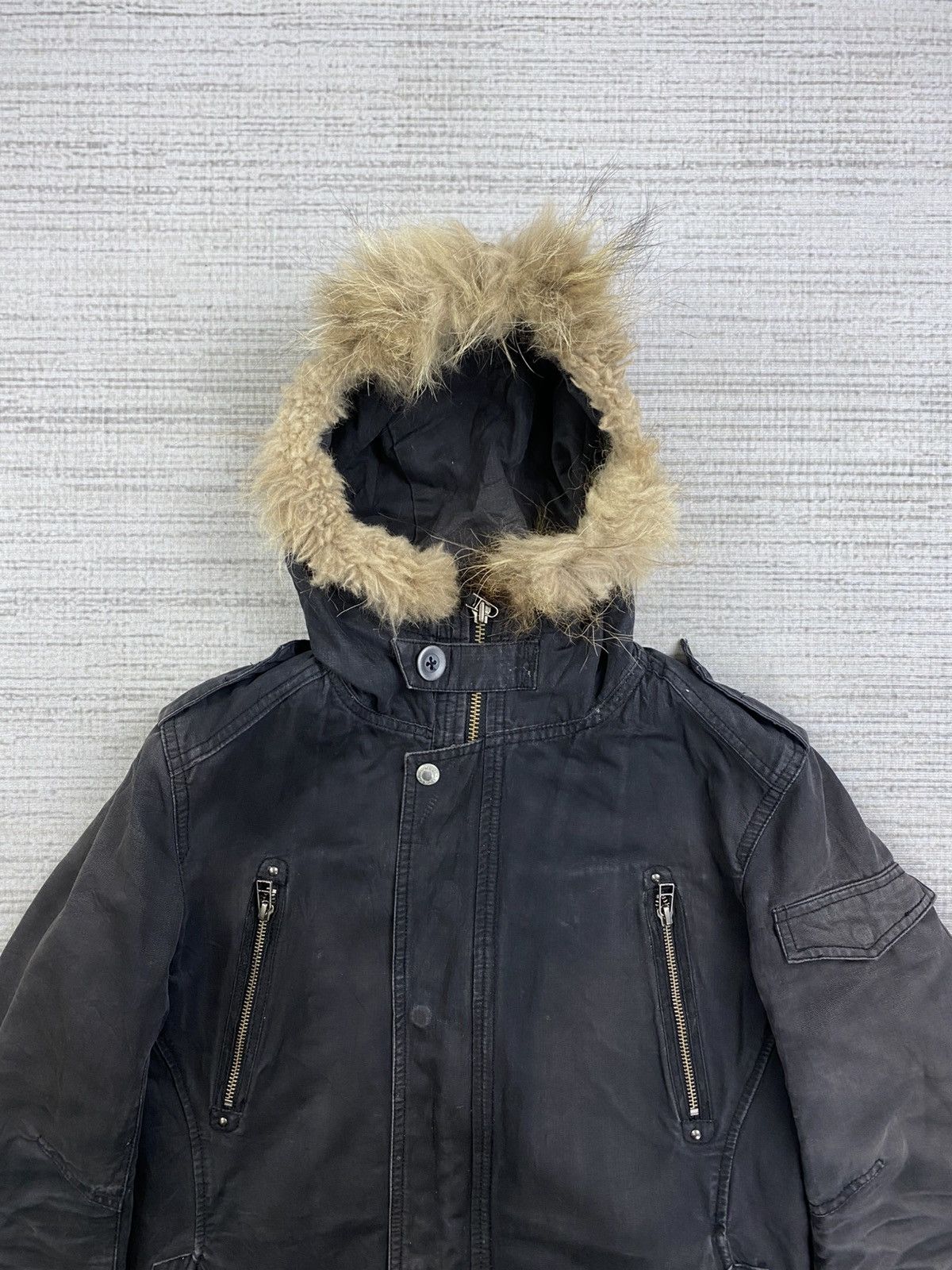 Nicole Club 🔥Nicole Monsieur Multipocket Faux Fur Hoodie Faded Jacket Size US M / EU 48-50 / 2 - 5 Thumbnail