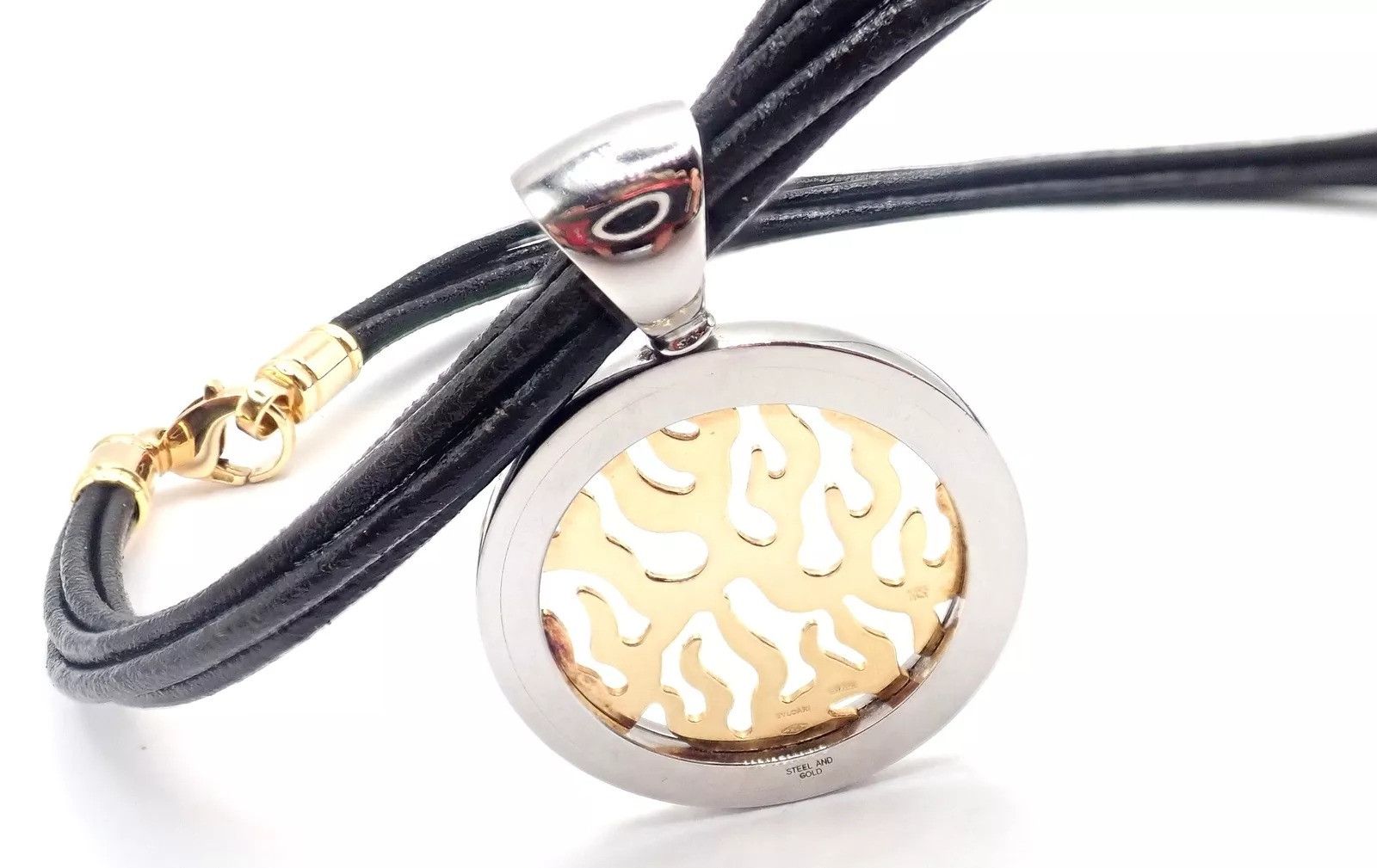 Bvlgari Bulgari 18k Yellow Gold & Stainless Steel Pendant Necklace Size ONE SIZE - 5 Thumbnail