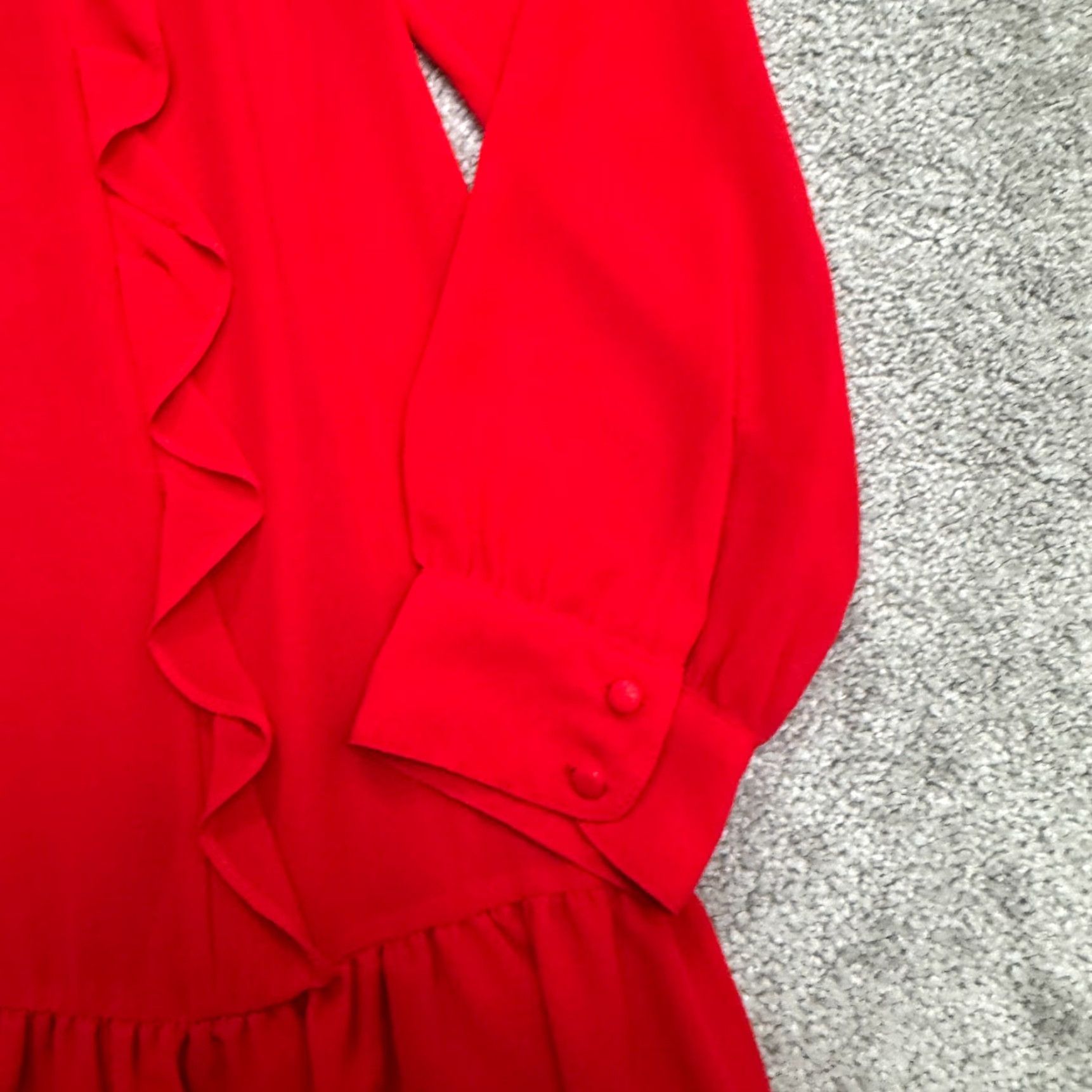 BCBGeneration BCBGeneration Dress Womens L Mini Red Long Sleeve Chiffon Ruffle Tiered Solid NWOT Size L / US 10 / IT 46 - 4 Thumbnail