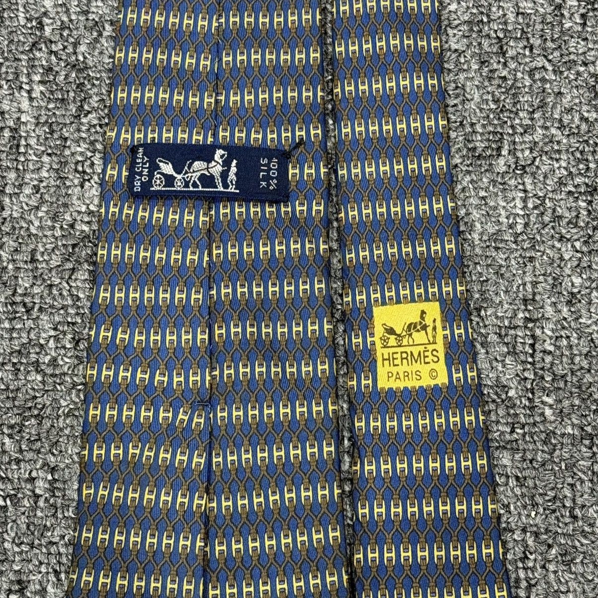 Hermes Hermes H Logo Overprint Silk Necktie (7199 UA) Size ONE SIZE - 6 Thumbnail