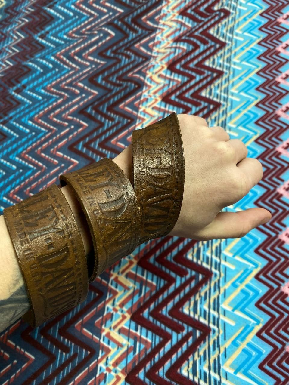 Harley Davidson Belt brown Vintage Harley Davidson Streetwear Y2K Size ONE SIZE - 2 Thumbnail