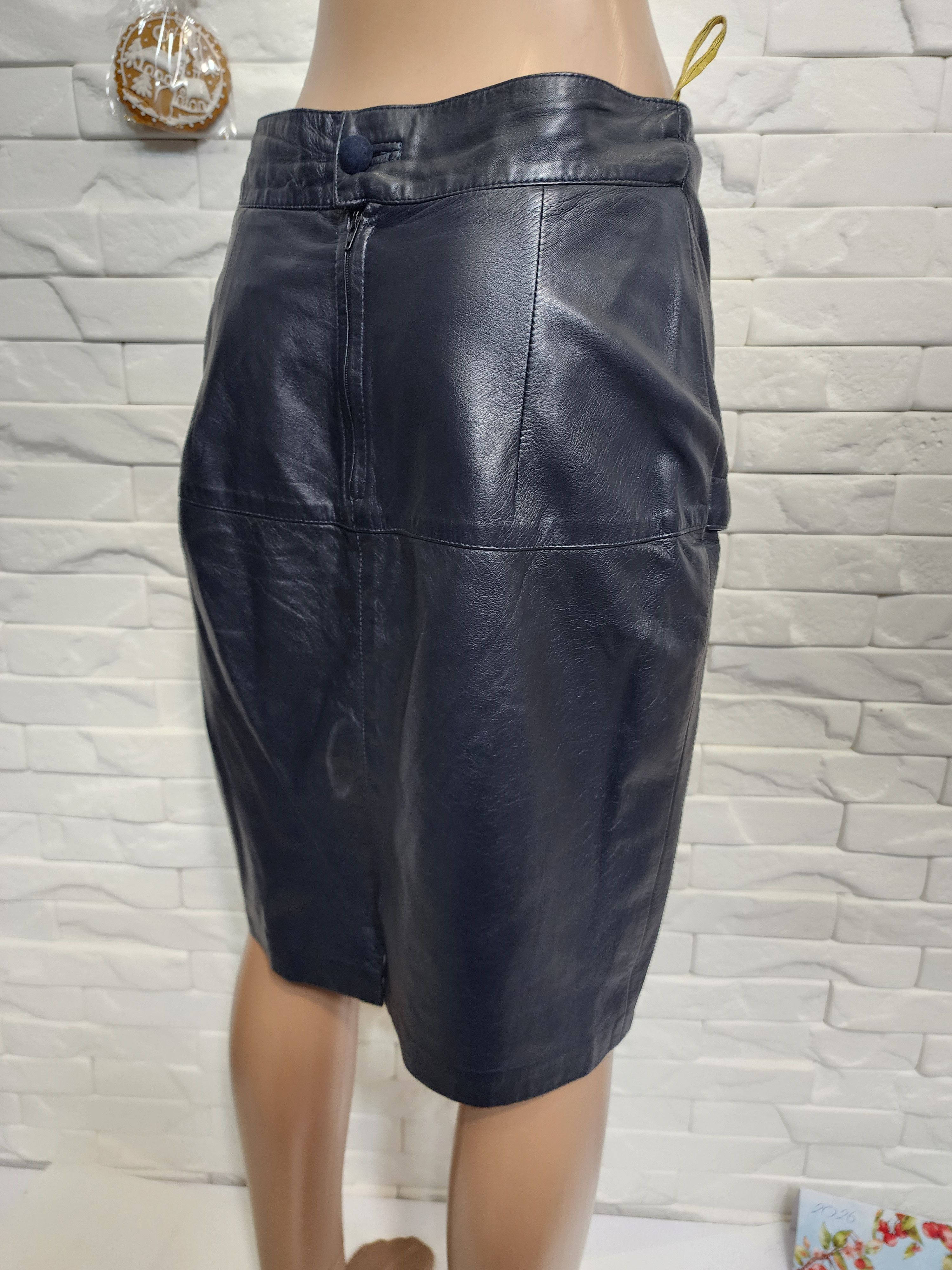 Genuine Leather Black Leather Skirt: Street Style Size 29" - 4 Thumbnail