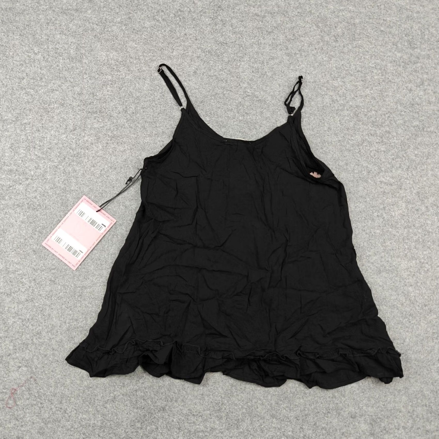 Vintage Andree By Unit Tank Top Womens Small Black Embroidered Boho Tunic Ruffle Hem New Size S / US 4 / IT 40 - 6 Thumbnail