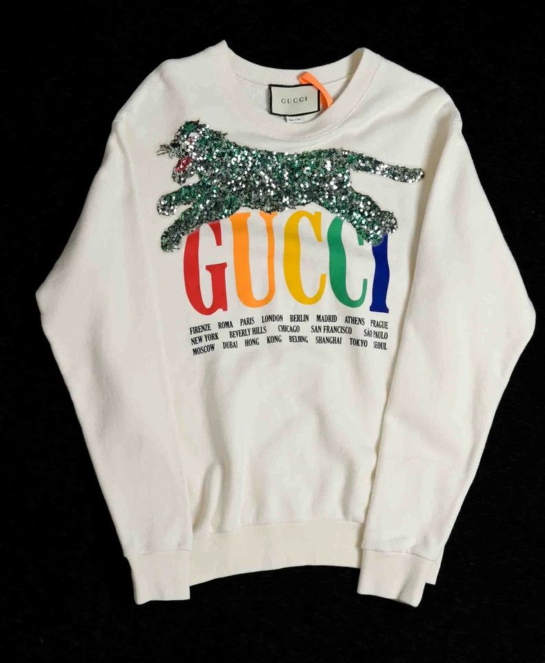 Gucci Gucci Logo sequin round-neck cotton long-sleeved sweatshir Size US XS / EU 42 / 0 - 1 Thumbnail