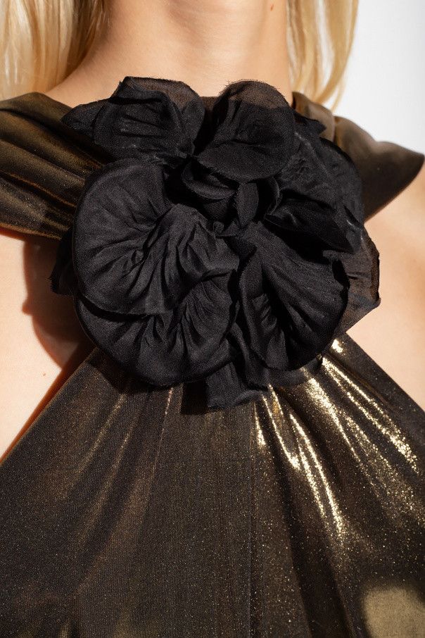 Saint Laurent Paris o1s1wg111024 Dress in Laminated Jersey in Gold Size M / US 6-8 / IT 42-44 - 5 Thumbnail