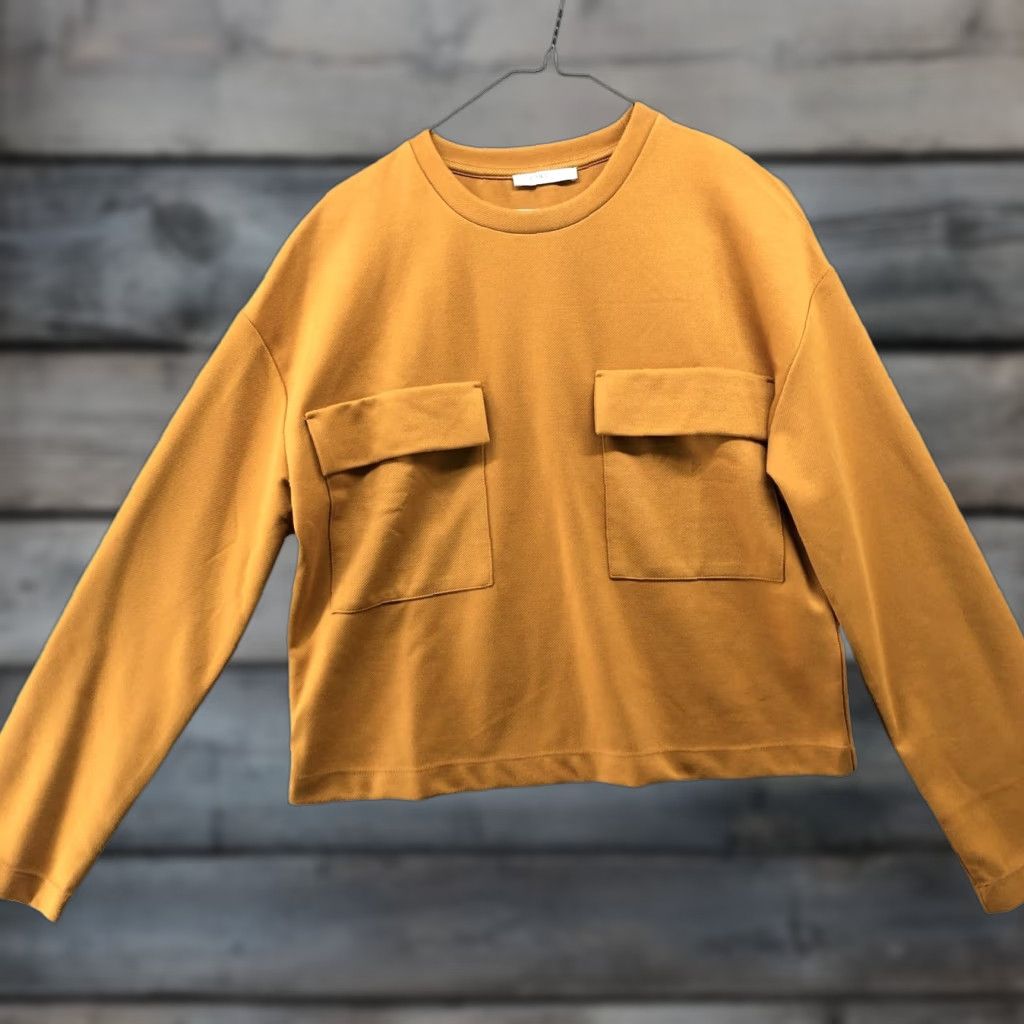 Zara Zara Womens M Long Sleeve Top Mustard Yellow Flap Pocket Boxy Crewneck Thick Knit Polyester Basic Casual Shirt Mens? Size M / US 6-8 / IT 42-44 - 1 Thumbnail