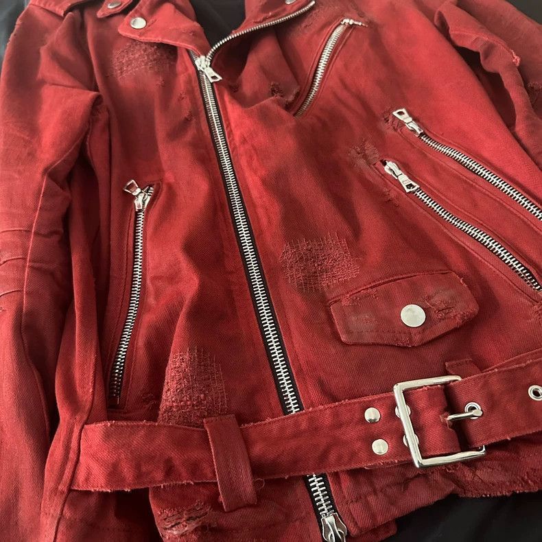 Amiri Amiri Red Suede Leather Jacket-2506 Size US S / EU 44-46 / 1 - 3 Thumbnail