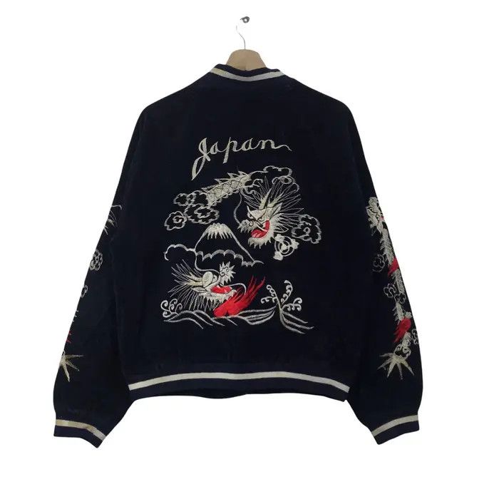 Other Vintage SUKAJAN DRAGON RYU Fuji Velvet Bomber Jacket Size L / US 10 / IT 46 - 3 Thumbnail