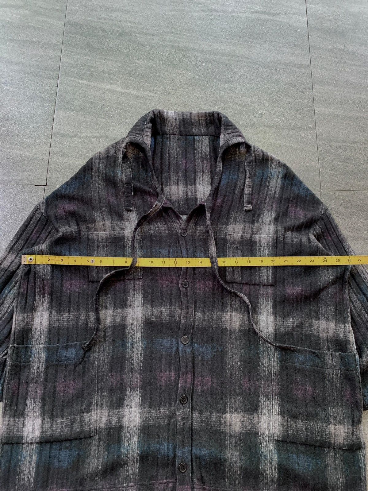 Yohji Yamamoto FREE TAX! Y's Shadow Plaid Knitted Laces Shirt Size US M / EU 48-50 / 2 - 9 Thumbnail