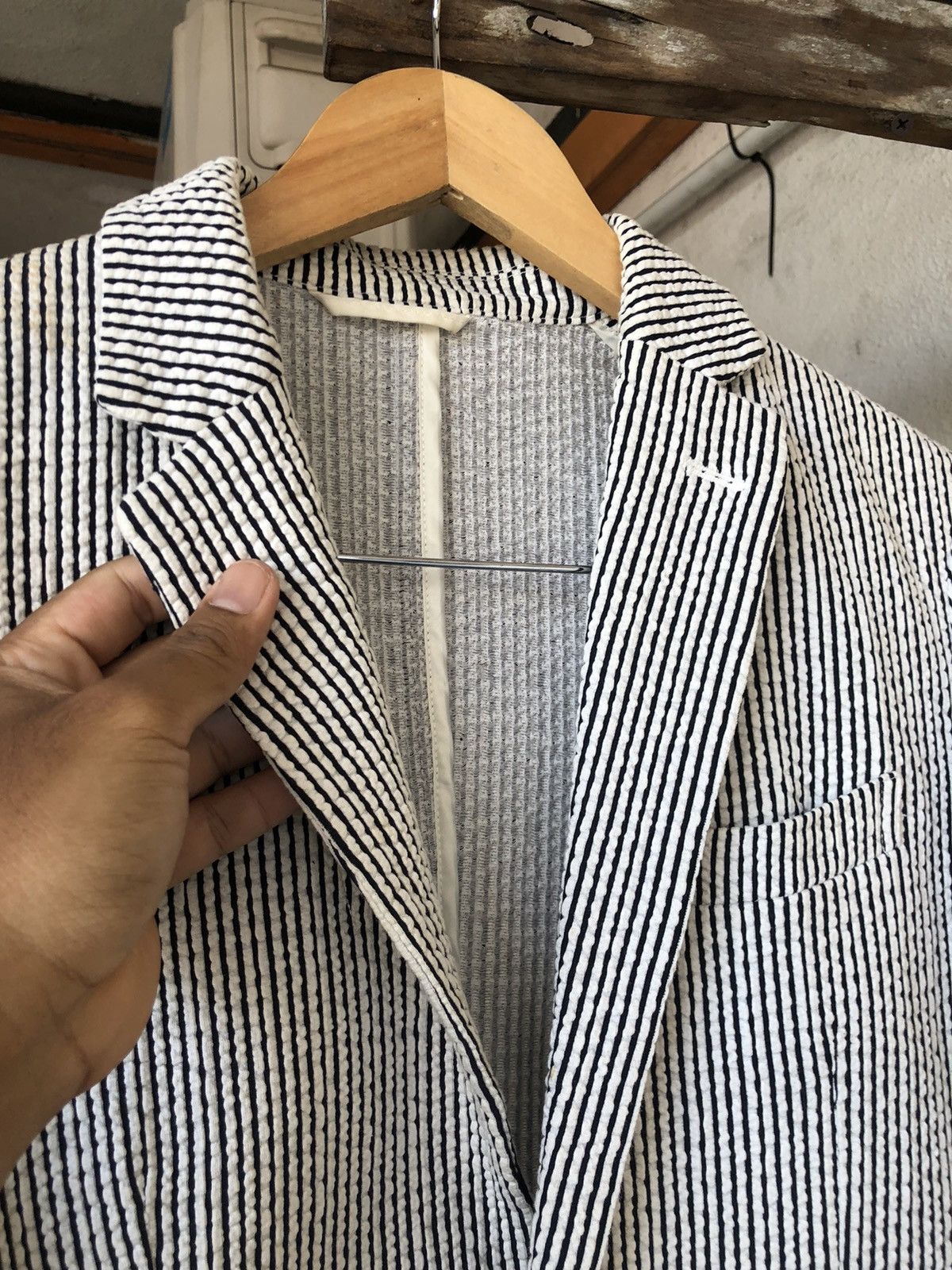 Issey Miyake Tete Homme by Issey Miyake Pleated Strip Blazer Size M / US 6-8 / IT 42-44 - 6 Thumbnail