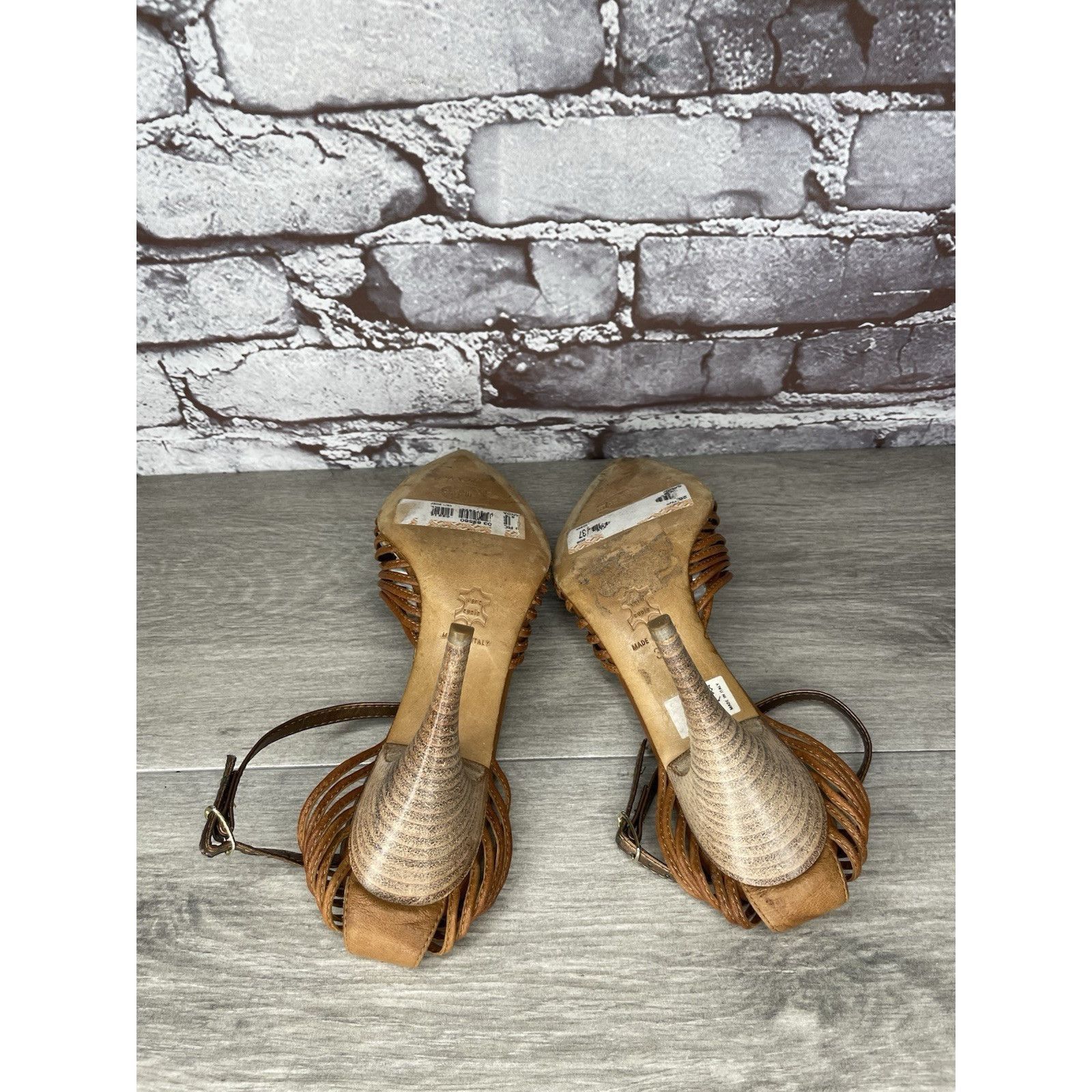 Just Cavalli Just Cavalli Brown Leather Studded Pointed Ankle Strap Stile Size US 6.5 / IT 36.5 - 22 Thumbnail