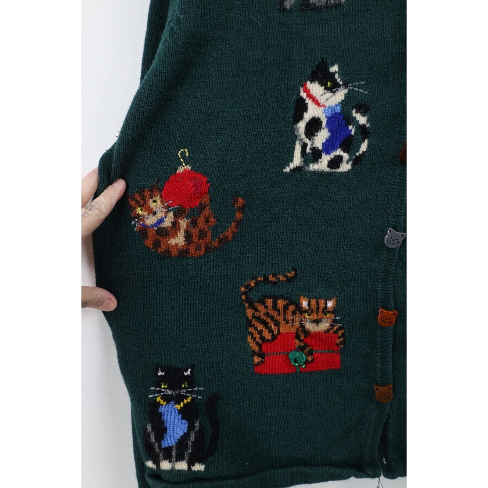 Vintage Vintage Y2K 2001 Christmas Cat Bells Knit Cardigan Sweater Size 3XL / US 20-22 - 6 Thumbnail