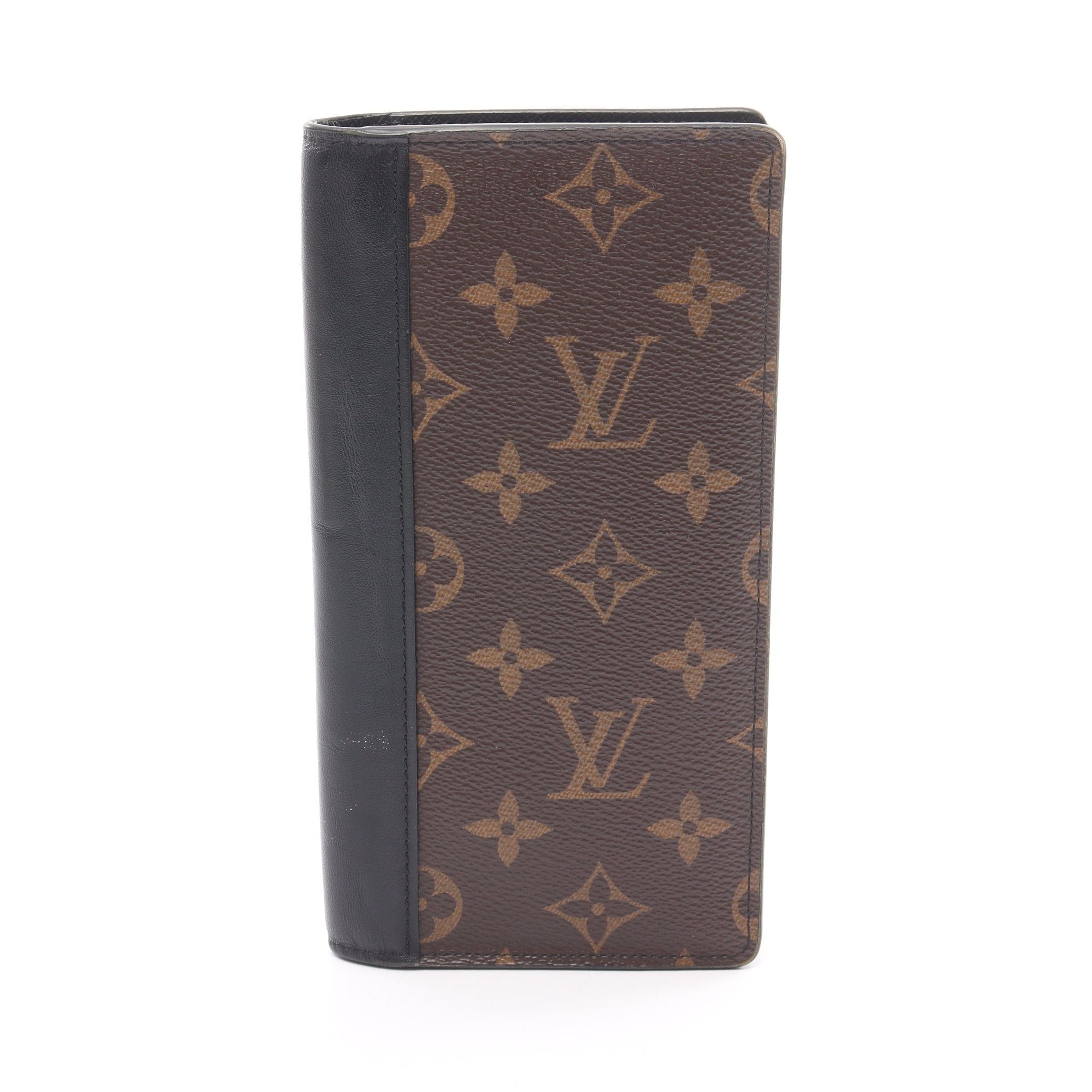 image of Louis Vuitton Portefeuil Brother Monogram Macassar Bi-Fold Long Wallet Pvc Leather Dark Brown Black