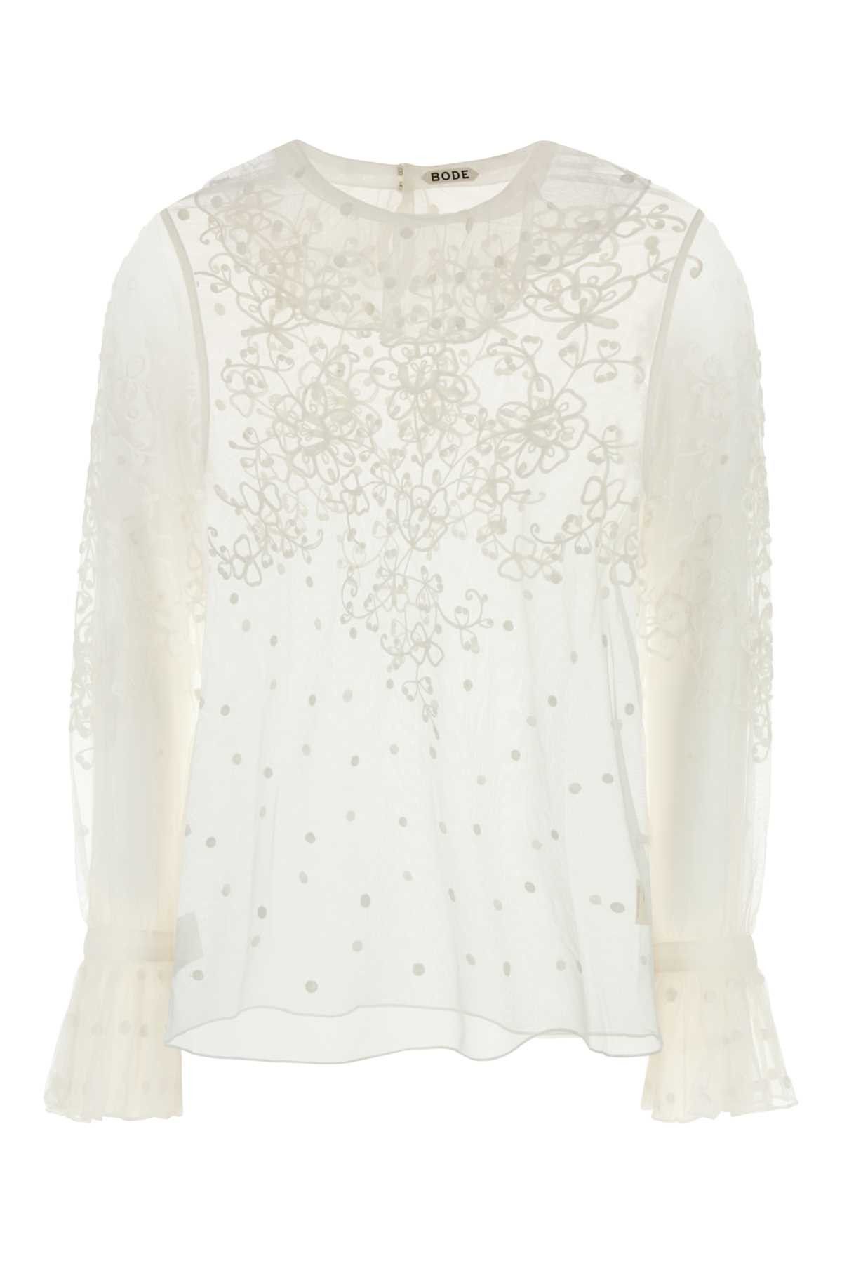 Bode White Mesh Middlemist Blouse Size M / US 6-8 / IT 42-44 - 1 Thumbnail