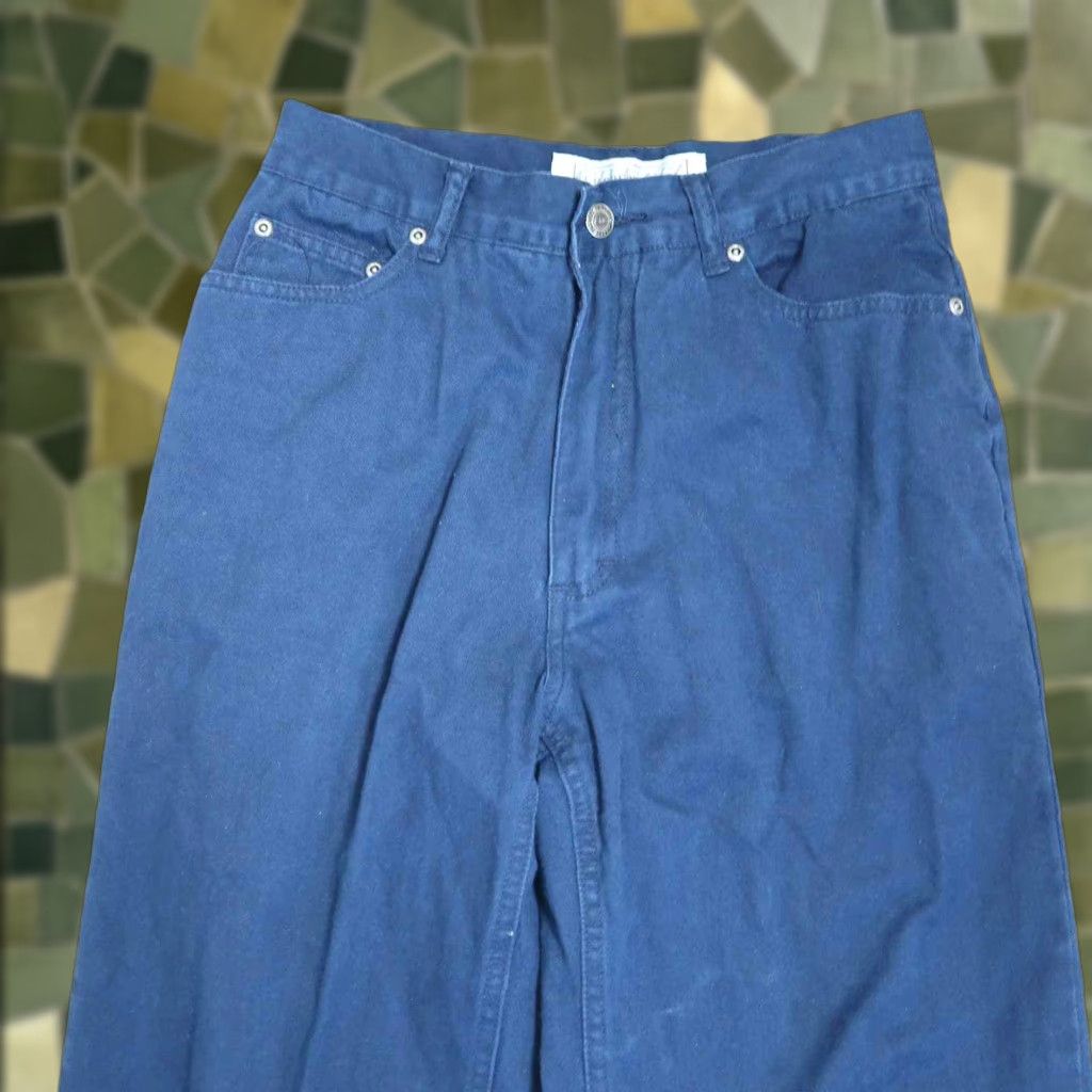 Vintage VINTAGE 90s navy blue high rise straight leg cotton pants 27" Women 7 Regular Inseam 30 Look Grunge Size 27" / US 4 / IT 40 - 1 Thumbnail