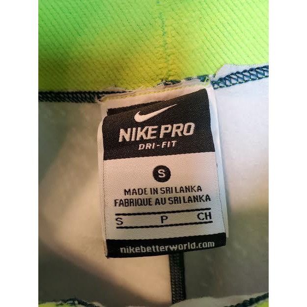Nike Nike Pro Dri-Fit Teal Pattern Leggings Small Neon Waistband Size 27" / US 4 / IT 40 - 2 Thumbnail
