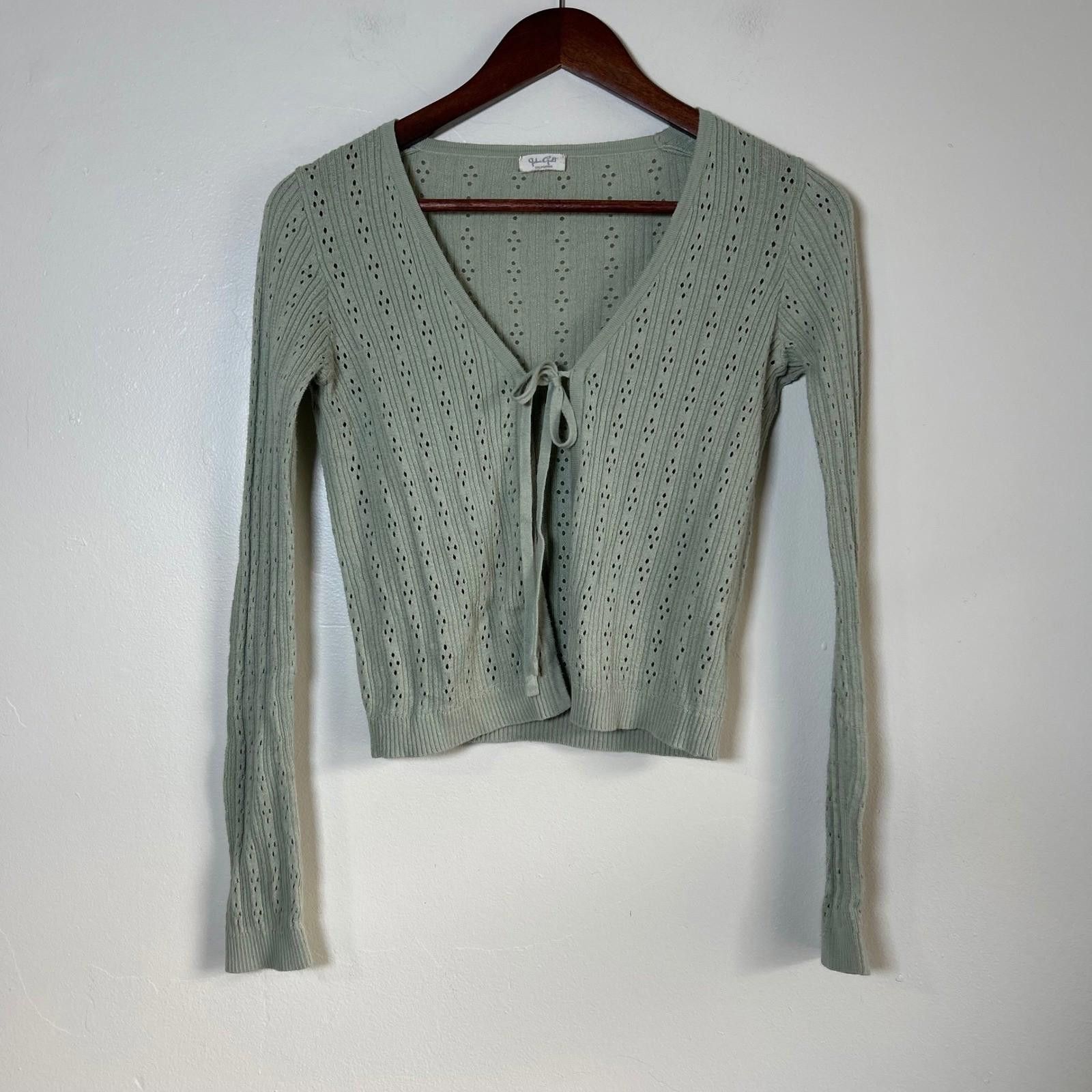 John Galliano John Galt Cardigan Womens One Size Sage Green Tie Front Size S / US 4 / IT 40 - 1 Thumbnail