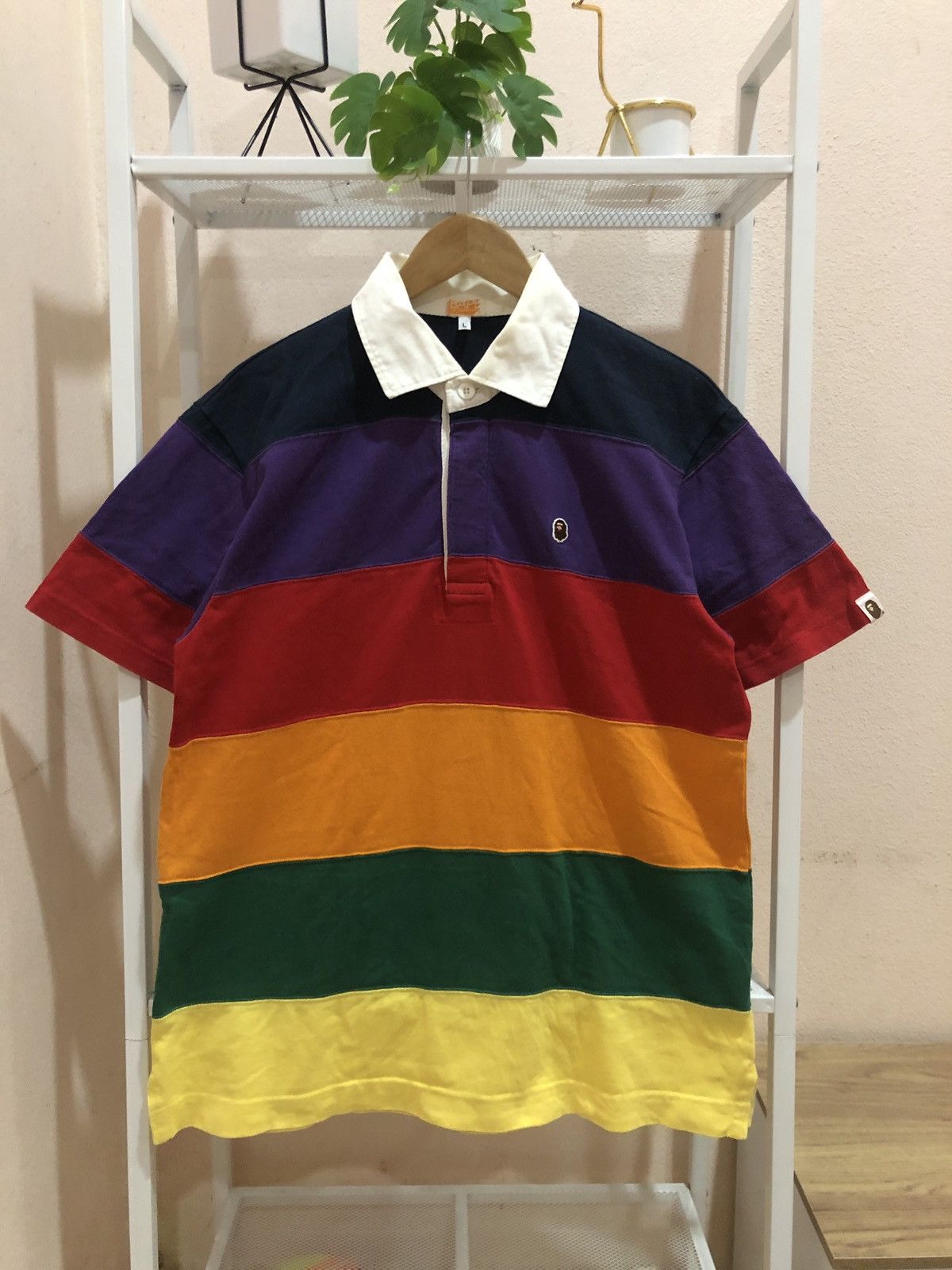 Bape OG 2005 Bape Rugby Striped Shirts Size US L / EU 52-54 / 3 - 1 Thumbnail