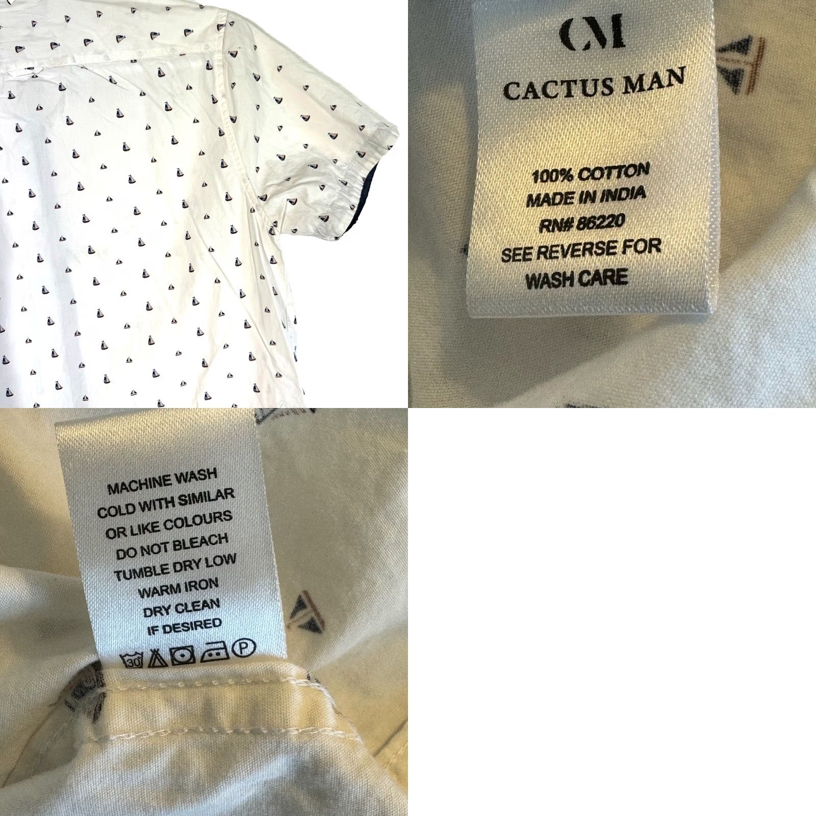 Vintage Cactus Man Shirt XL White Sailboat Graphic Slim Fit Button-Down Men’s M469 Size US XL / EU 56 / 4 - 9 Thumbnail