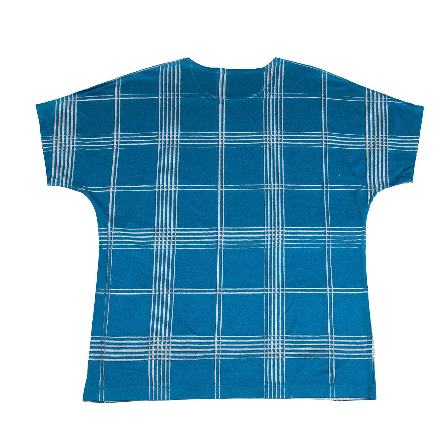 Issey Miyake Check Pleats T-Shirt in Blue Size 4 Size US XL / EU 56 / 4 - 7 Thumbnail