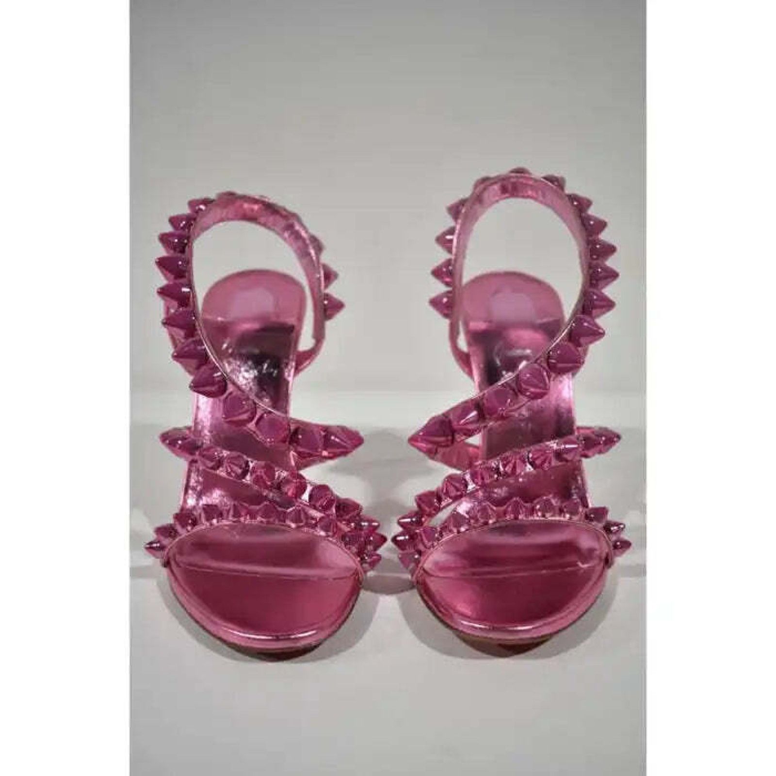 Christian Louboutin Spikita Strap 100 Confettis Pink Strappy Sandal Heel Pump 36 Size US 6 / IT 36 - 6 Thumbnail