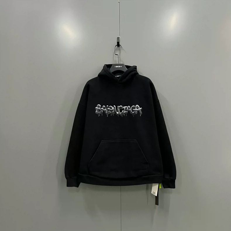 Balenciaga Black Printed Logo Hoodie