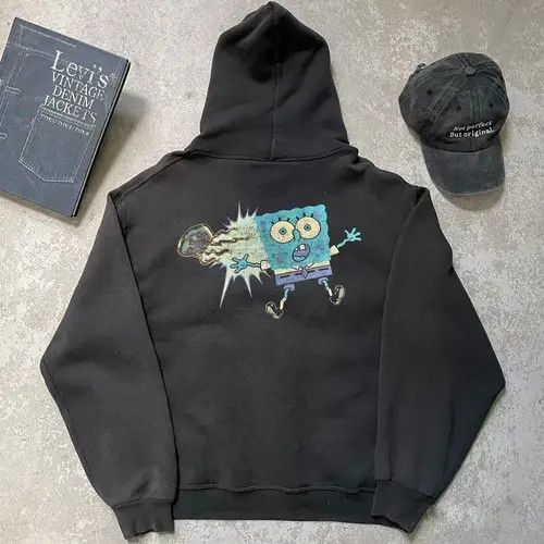 Japanese Brand Hoodie Black retro cartoon SpongeBob print hoodie Size US L / EU 52-54 / 3 - 4 Thumbnail