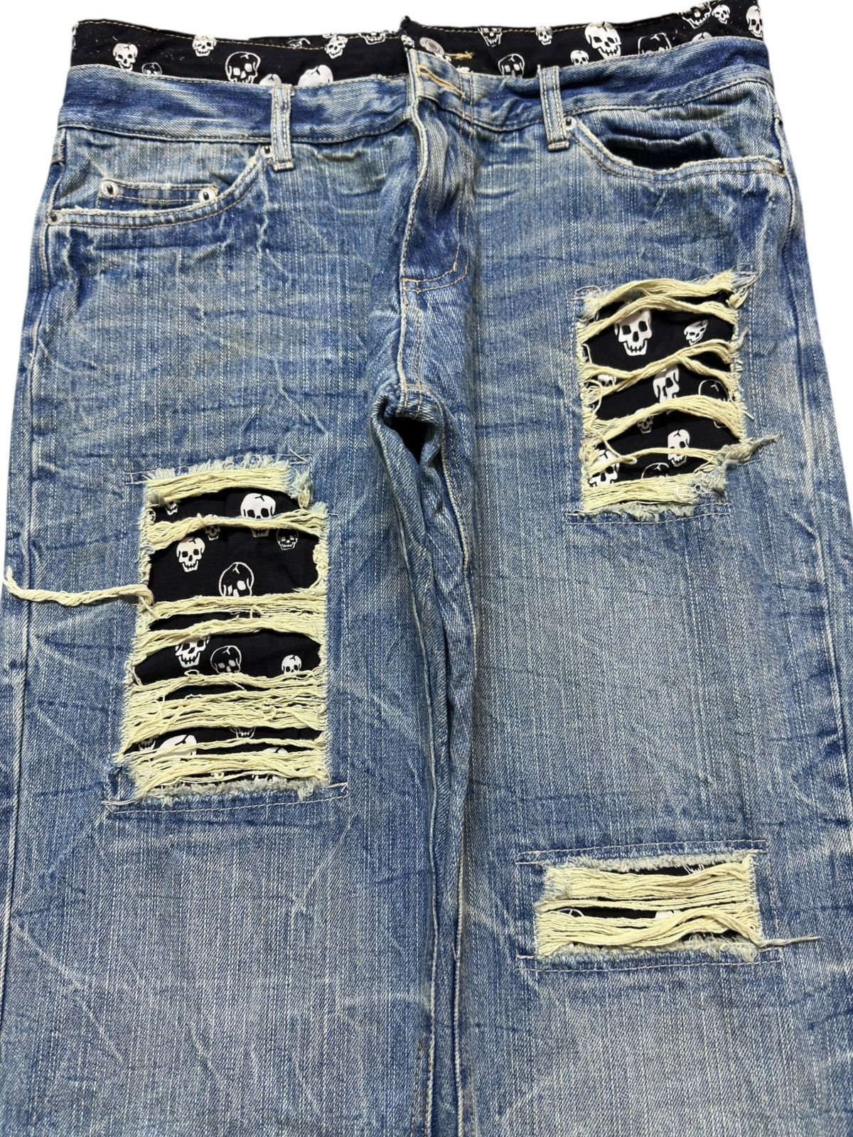 Mastermind Japan Vintage Japanese Brand Double Waist Skull Essence Denim Size US 31 - 2 Thumbnail