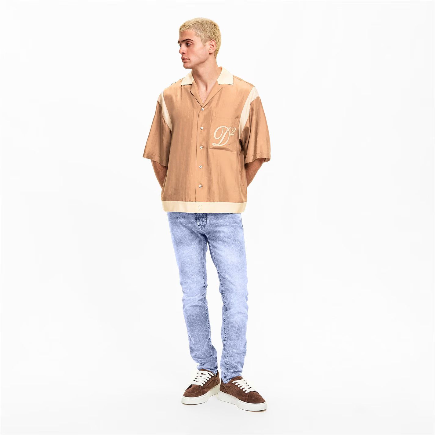 Dsquared2 o1g2r1mq0426 Short Sleeve Bowling Shirt in Walnut Size US XL / EU 56 / 4 - 5 Thumbnail