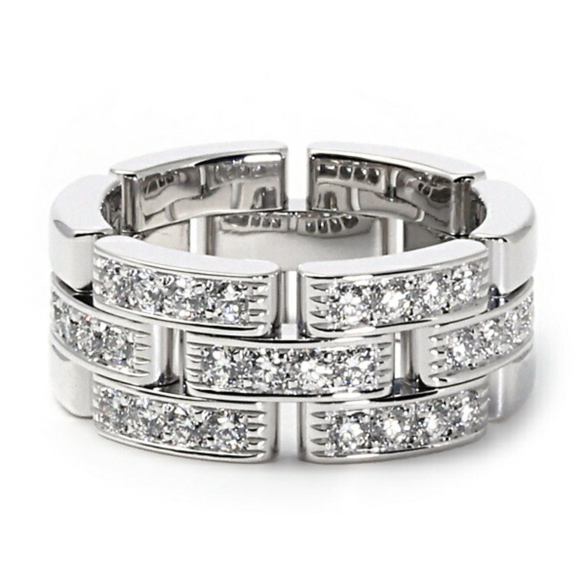 image of Cartier Maillon Panthere 3-Row K18Wg White Gold Ring, Women's