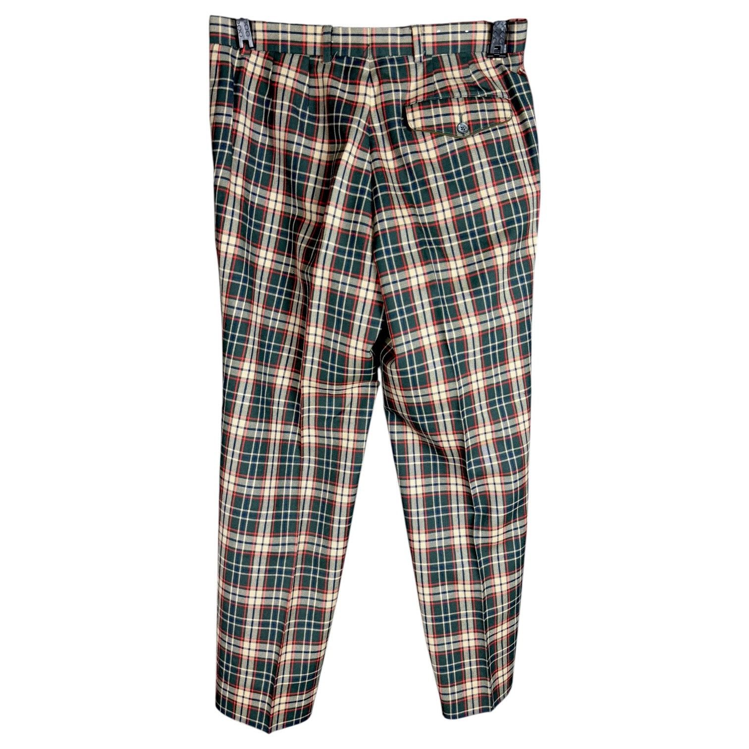 DAKS Men's Vtg 80s Daks London 100% Wool Green Plaid Pants 31x28 Size US 31 - 2 Thumbnail