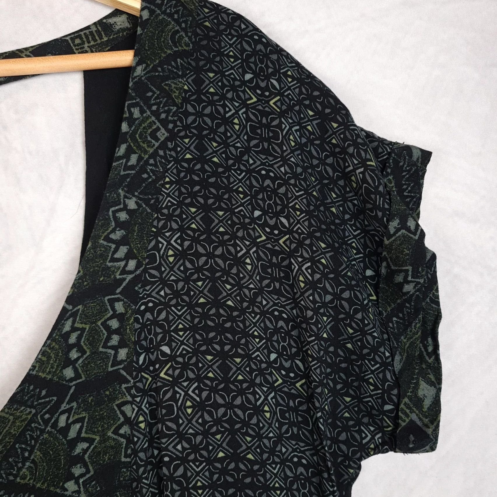 Free People Free People Dress Womens L Green Geometric Trapeze Swing Mini Scoop Back Cap Sleeve Pockets Size L / US 10 / IT 46 - 6 Thumbnail