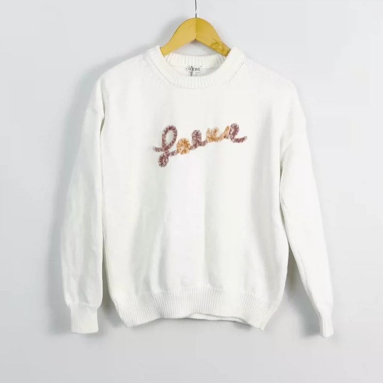 Loewe loewe white embroidered logo knit sweatshirt Size US XS / EU 42 / 0 - 1 Thumbnail