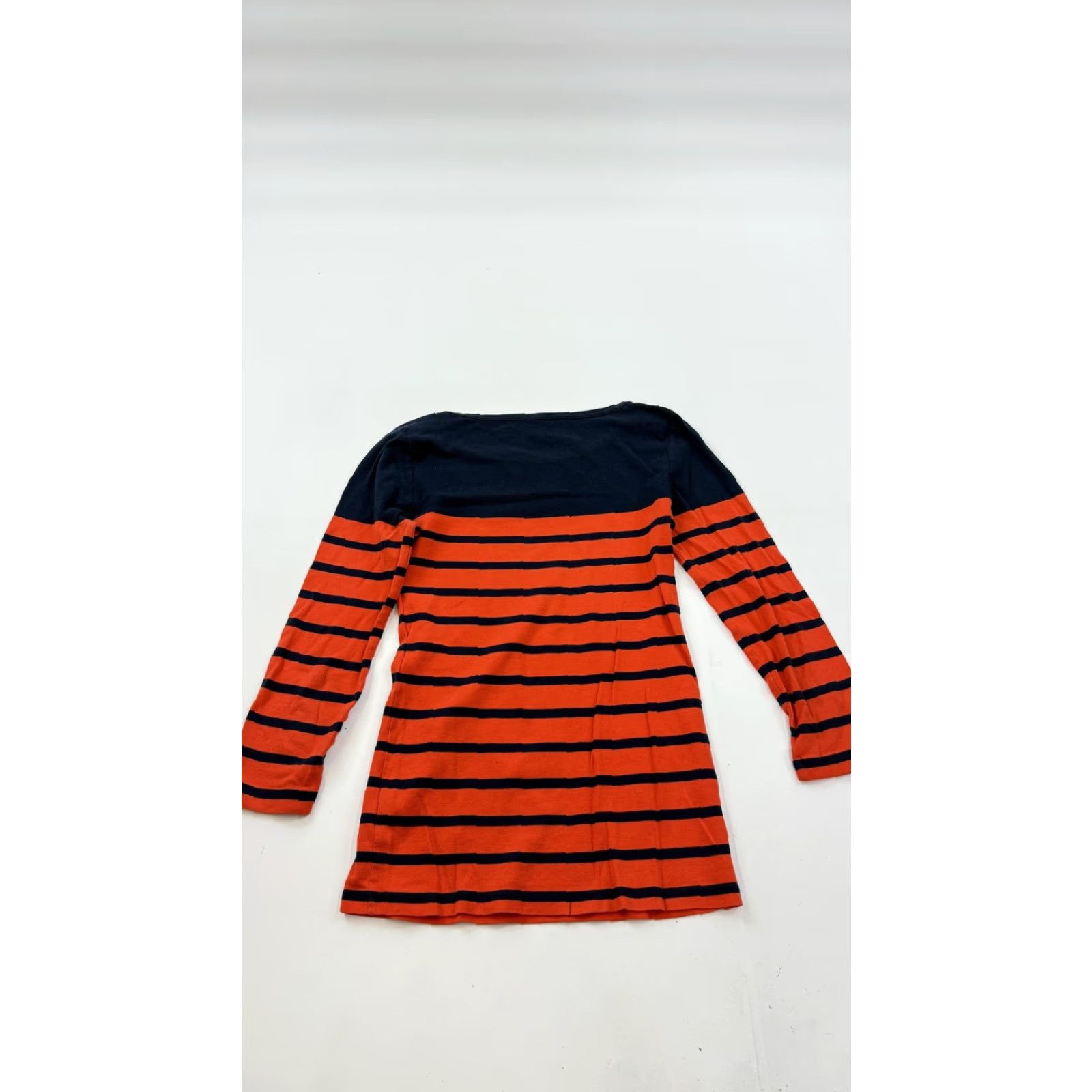 J.Crew J.Crew Shirt Womens Small Orange Navy Stripe Boat Neck Long Sleeve Cotton Top Size S / US 4 / IT 40 - 4 Thumbnail