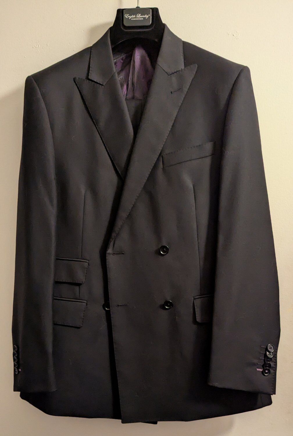 English Laundry English Laundry Double Breasted 4-Button Black Suit 40R NWT Size 40R - 2 Thumbnail