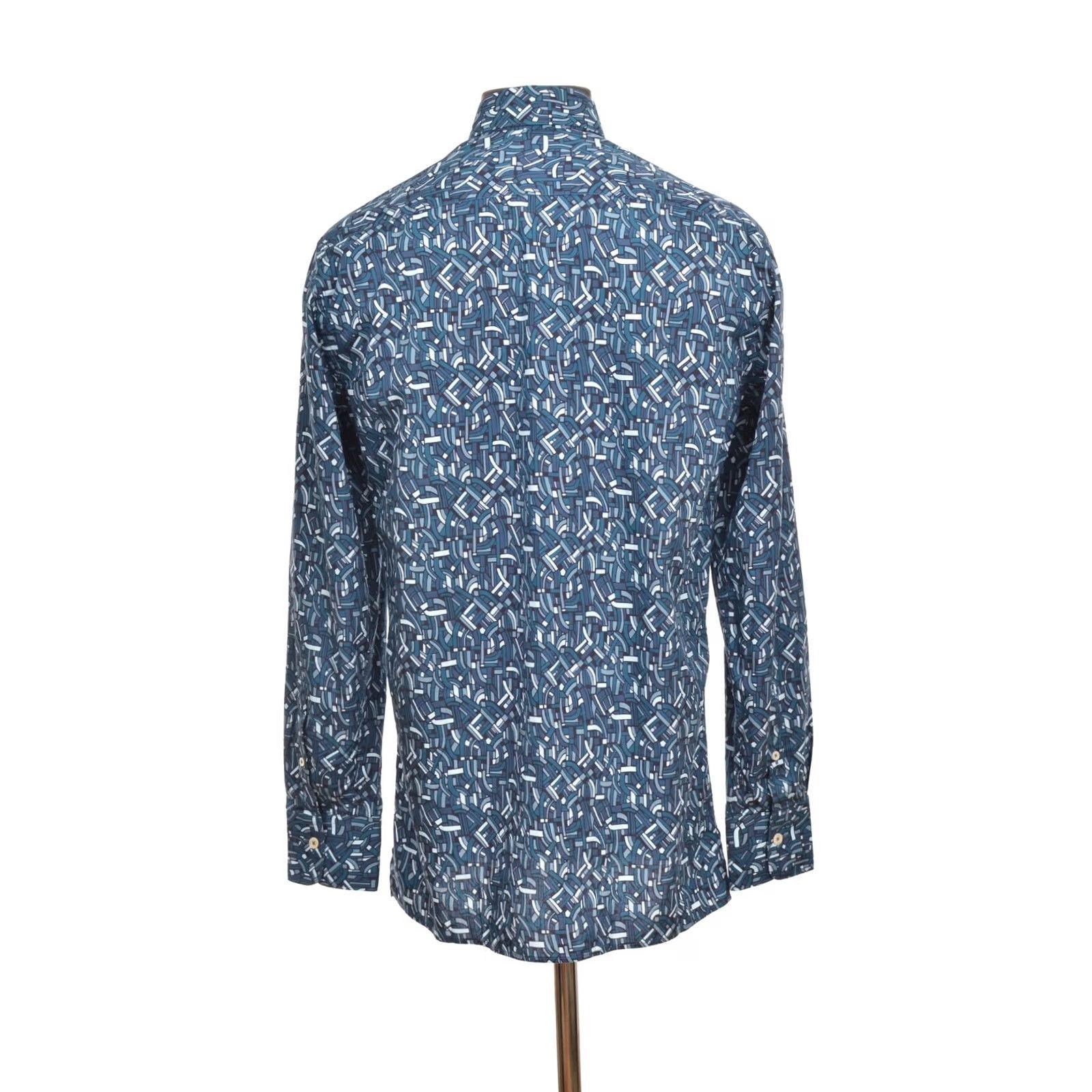 Canali Canali Blue Full-Print Cotton Button Shirt Size S Mens Shirt Size US S / EU 44-46 / 1 - 3 Thumbnail