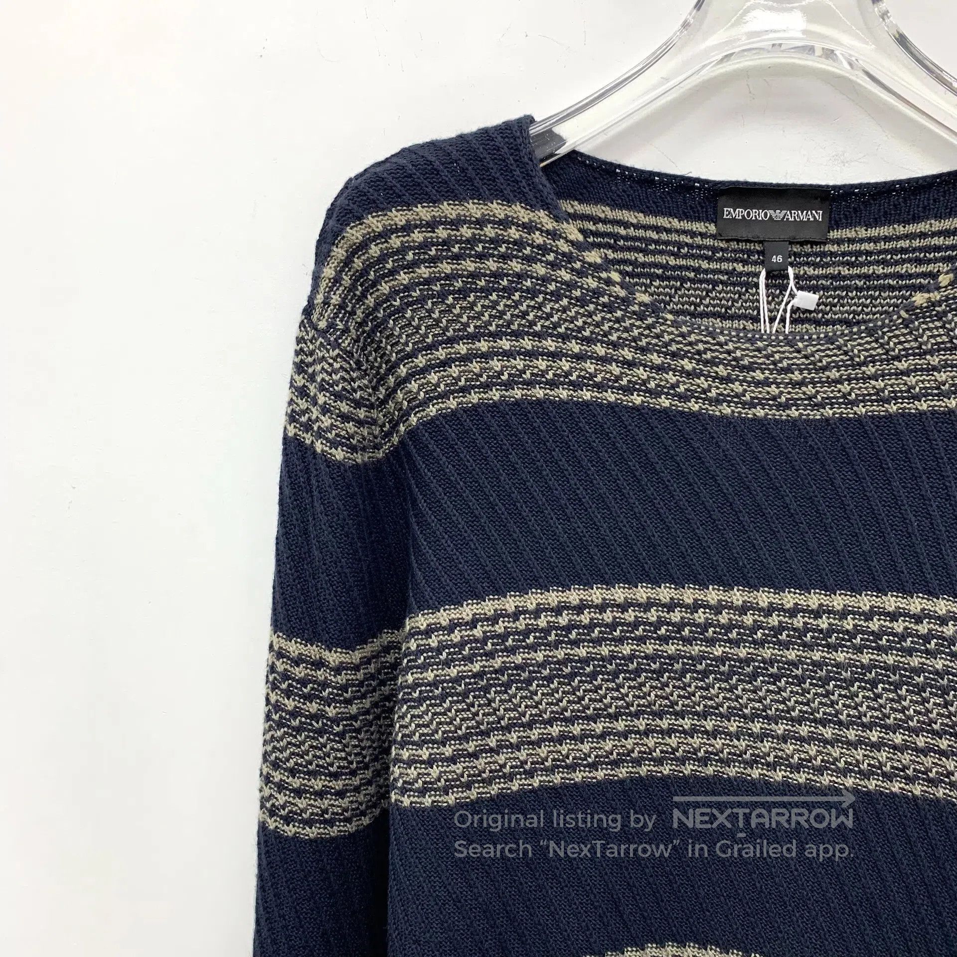 Armani Armani Color Blocked Striped Embedded Flower Round Neck Lo Size US S / EU 44-46 / 1 - 3 Thumbnail