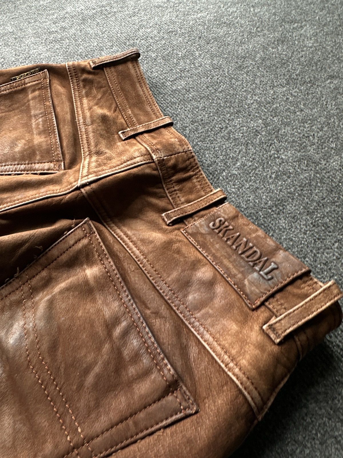 Other 🚨GRAIL MEN LEATHER PANTS Y2K WESTERN MOTORCYCLE Size US 32 / EU 48 - 13 Thumbnail