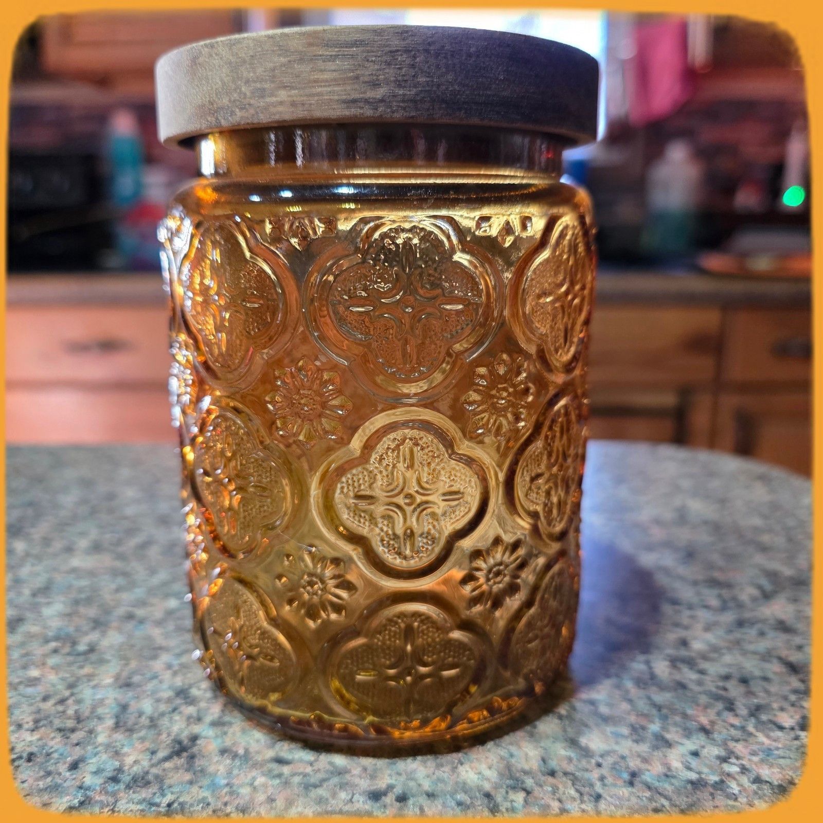 Other Textured Colored Glass Jar Airtight Wooden Lid, 24 Fl Oz Con Size ONE SIZE - 2 Thumbnail