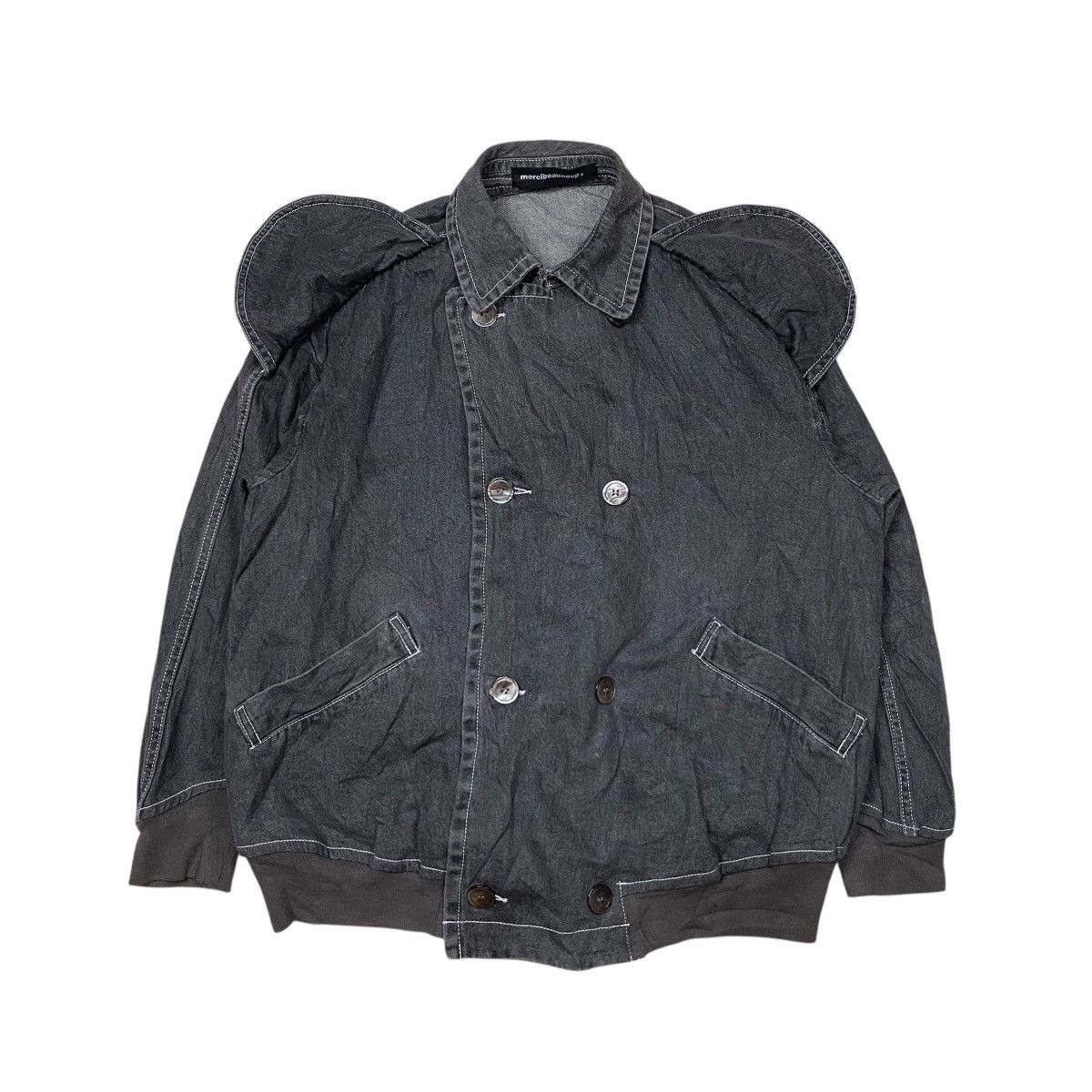 Issey Miyake × Japanese Brand × mercibeaucoup Mercibeaucoup Double Breasted Denim Bomber Jacket Size US M / EU 48-50 / 2 - 2 Thumbnail