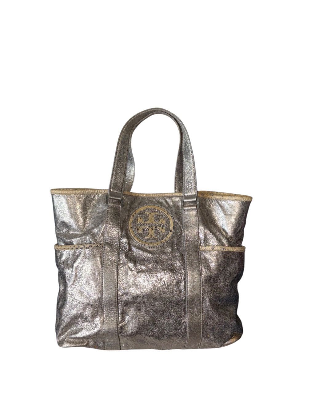 Tory Burch Tory Burch Metallic Leather Tote Bag Size ONE SIZE - 3 Thumbnail
