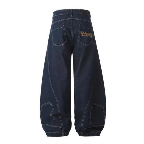Japanese Brand Men's loose wide-leg jeans with letter embroidery pockets Size US L / EU 52-54 / 3 - 3 Thumbnail