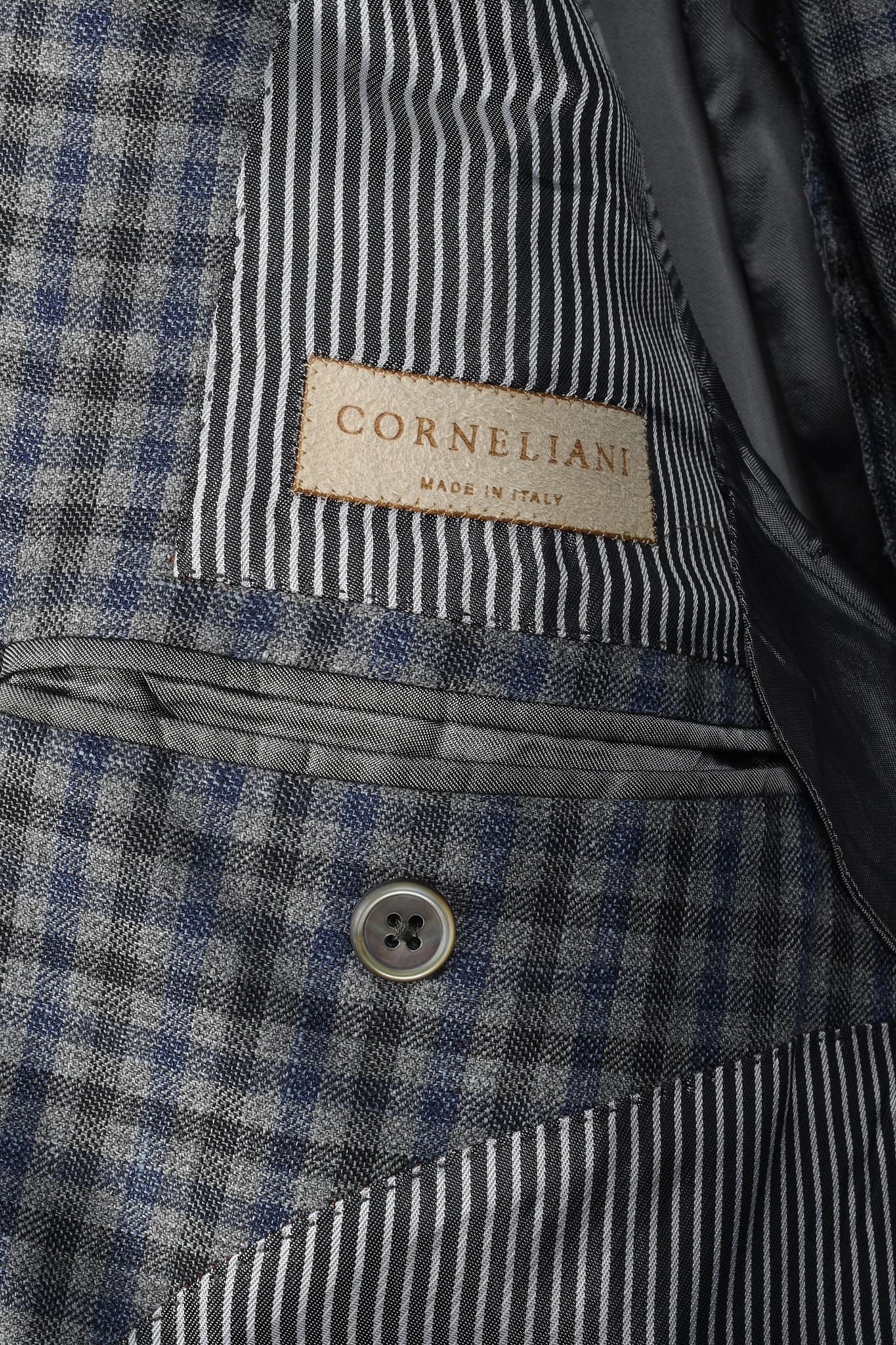 Corneliani Corneliani Grey & Blue Plaid Two-Button Blazer Size 50R - 8 Thumbnail
