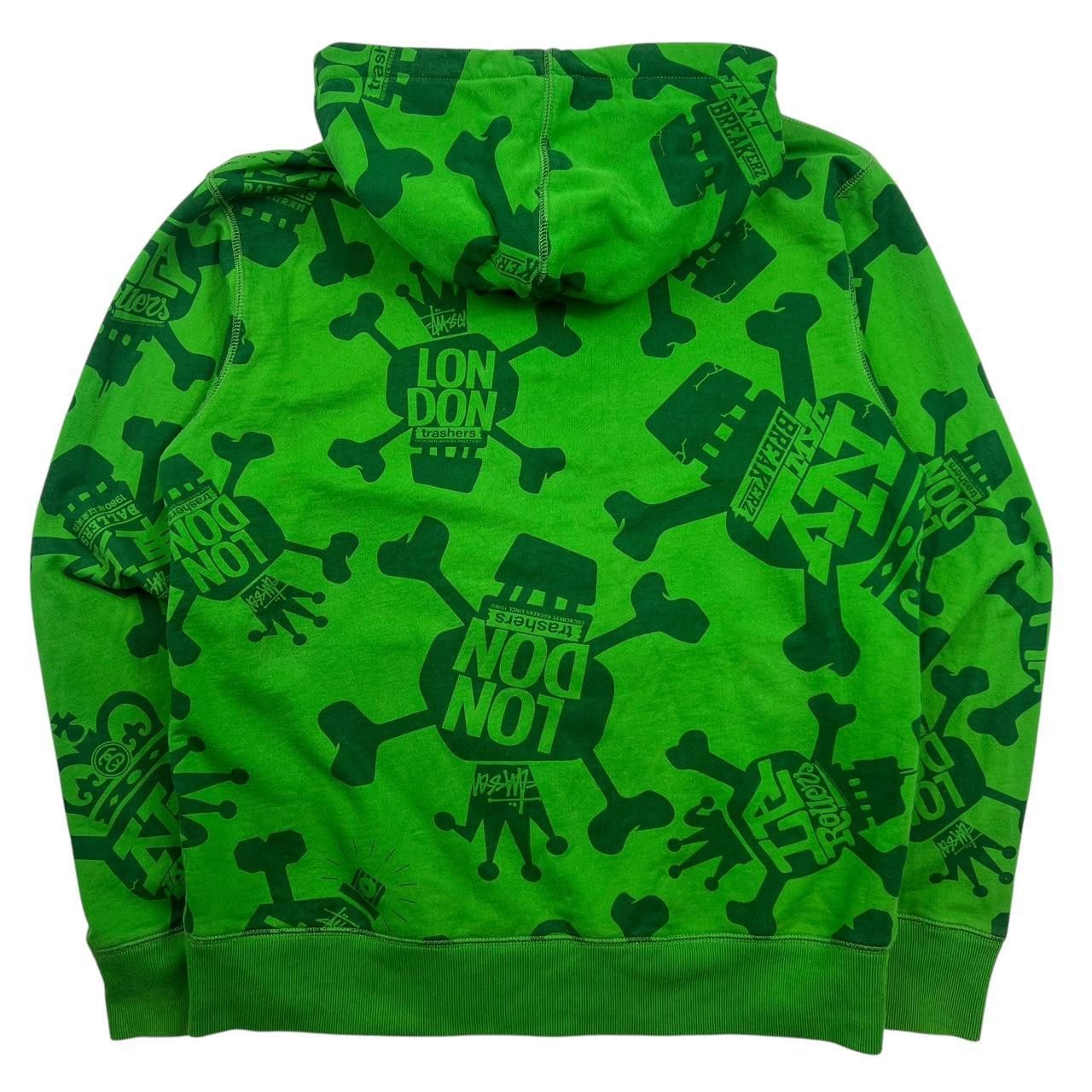 Stussy Vintage 2000s Stussy Skull Zip Up Hoodie Green - Medium Size US M / EU 48-50 / 2 - 2 Thumbnail
