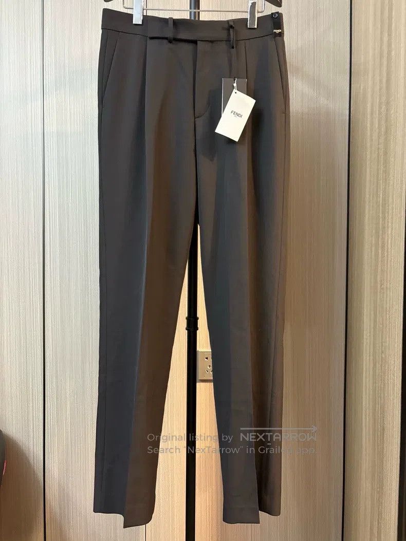 Fendi Fendi Men's Business Casual Long Pants, Dark Brown, with a Size US 32 / EU 48 - 2 Thumbnail