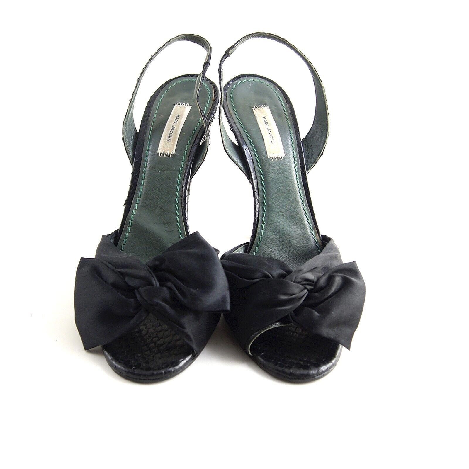 Marc Jacobs Marc Jacobs Sandals Black Satin Snakeskin Bow EU 38.5 US 8.5 Size US 8.5 / IT 38.5 - 2 Thumbnail