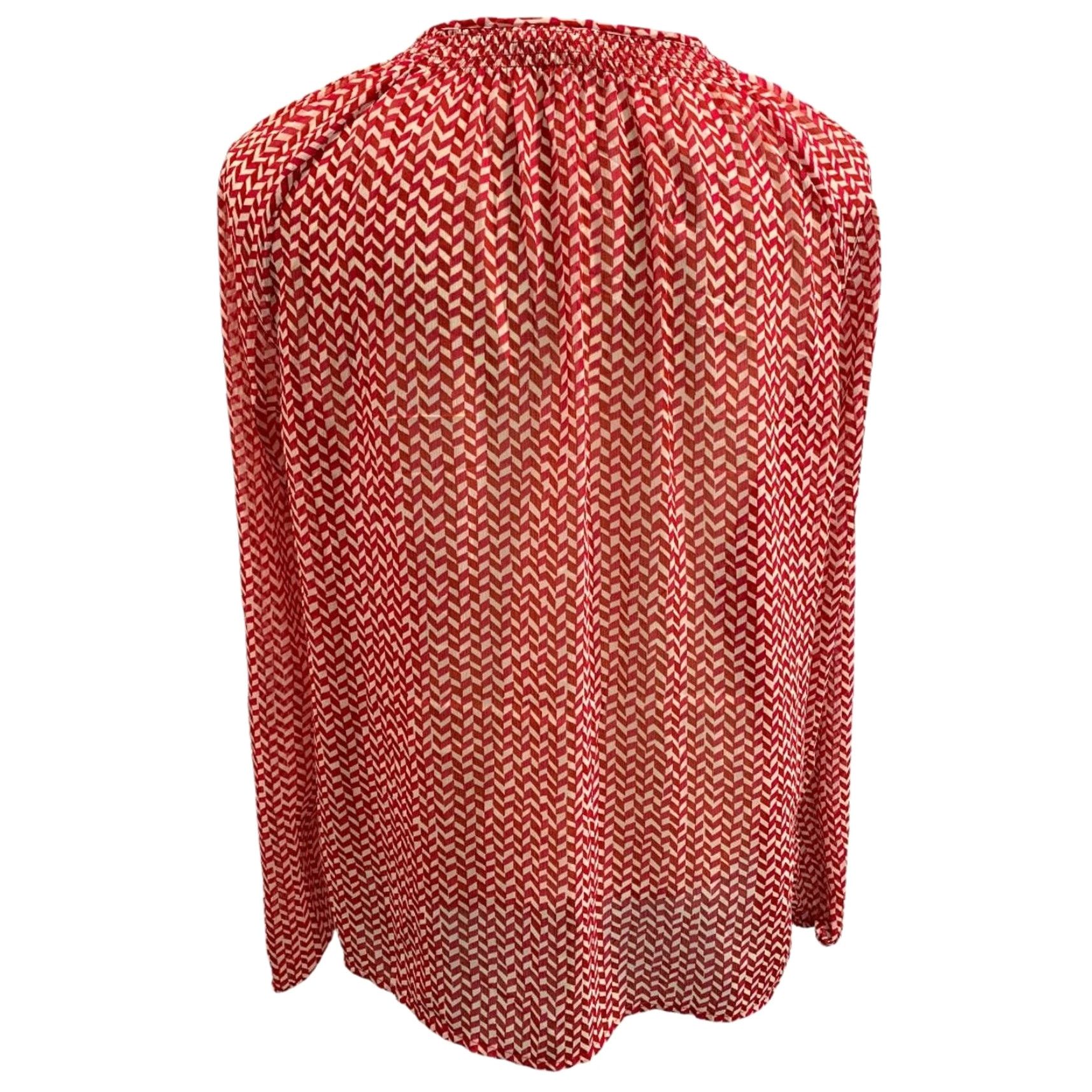 Gap Gap Womens Blouse Medium Peasant Style Sheer Shirt Red White Size M / US 6-8 / IT 42-44 - 6 Thumbnail