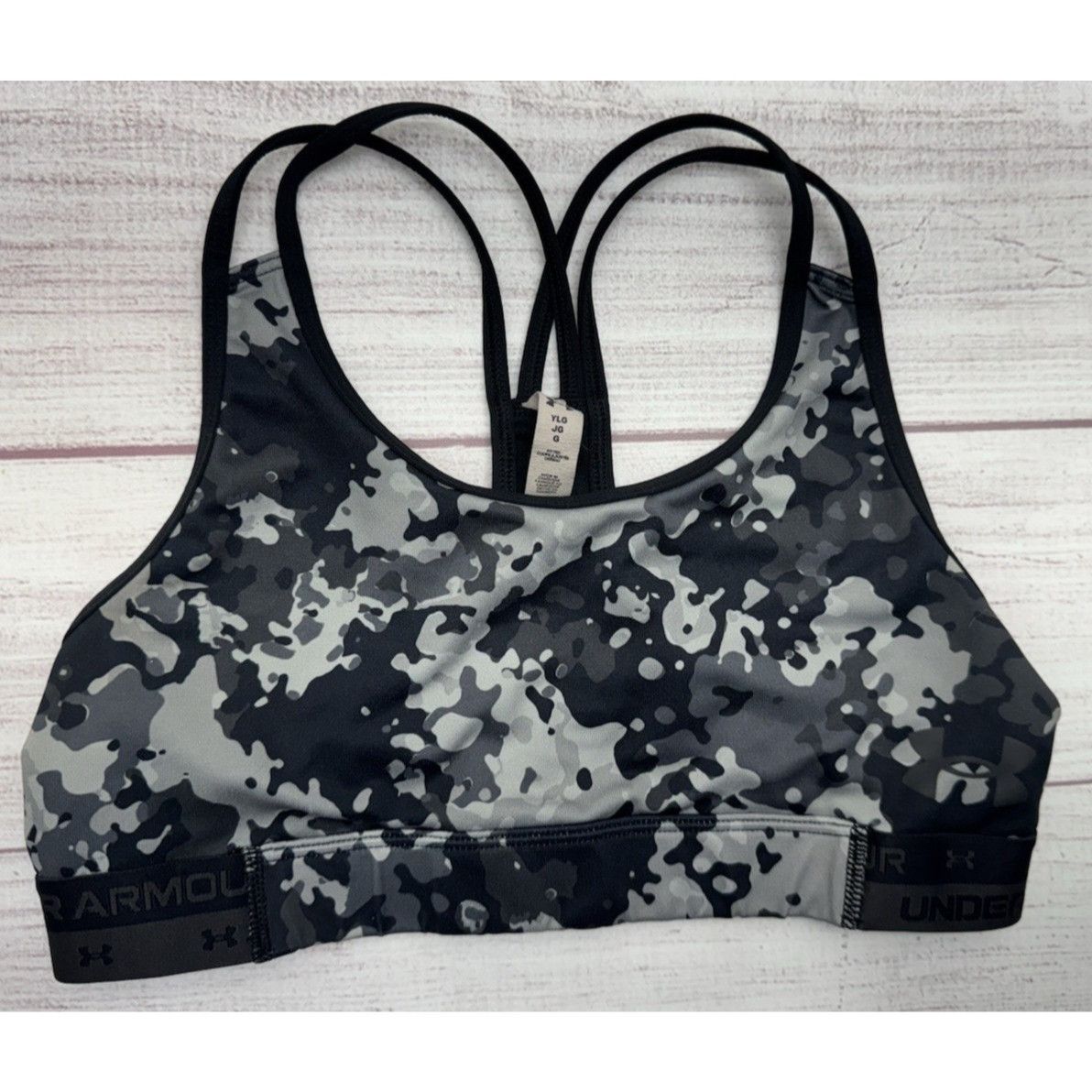 Under Armour UNDER ARMOUR Girls Youth Sports Bra Black Camo (L) Compressi Size ONE SIZE - 8 Thumbnail