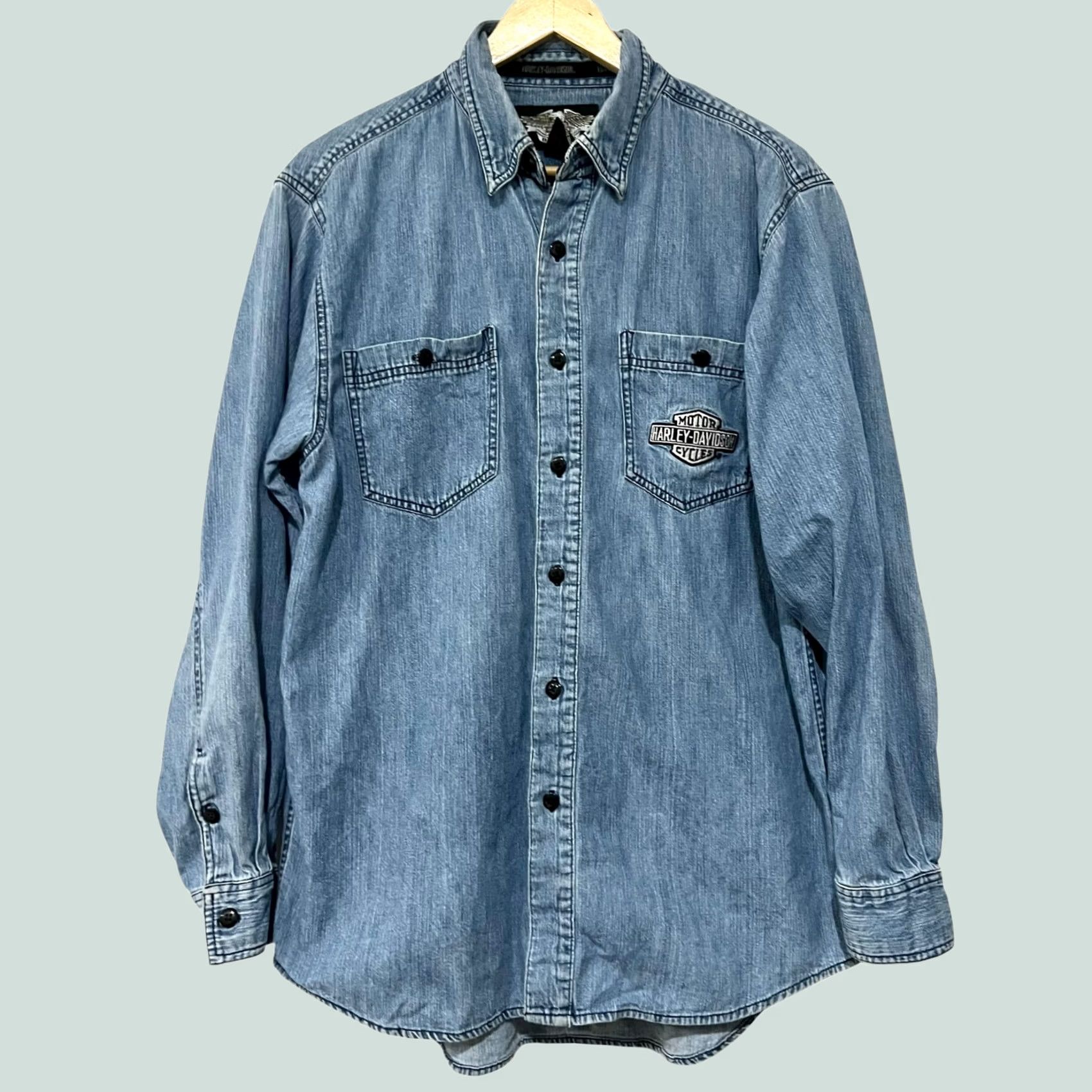 Harley Davidson VINTAGE Harley Davidson Button-Up Denim Embroidered Pocket Mens M Size US M / EU 48-50 / 2 - 1 Thumbnail